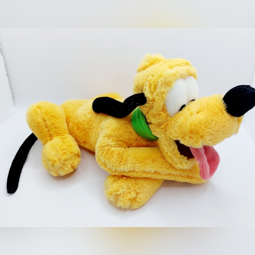 Disney Parks Pluto Plush Stuffed Animalβ 12β Yellow Dog Green Collar Disneyland